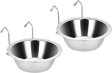 2PCS Kennel Water Bowl Hanging Stainless Steel Puppy Bowls
