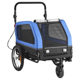 Dog Bike Trailer, Supports up to 88 lbs, 2-in-1 Pet Stroller Cart Bicycle Carrier for Small & Large Dogs, Easy Folding Frame with Quick Release Wheel