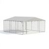 Silver 13' x 13' x 6.5' Outdoor Pet Kennel Waterproof Roof for Small & Medium Dogs